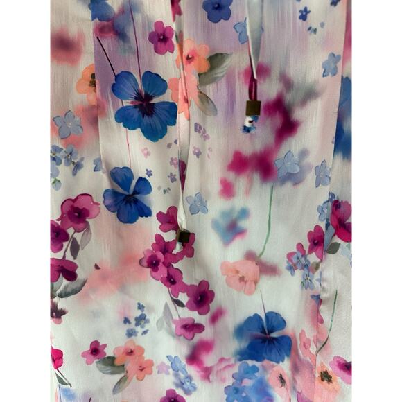 showpo Pink Purple Floral Side Slit Sleeveless Satin Babydoll Midi Dress Size‎ 4 - Picture 4 of 12